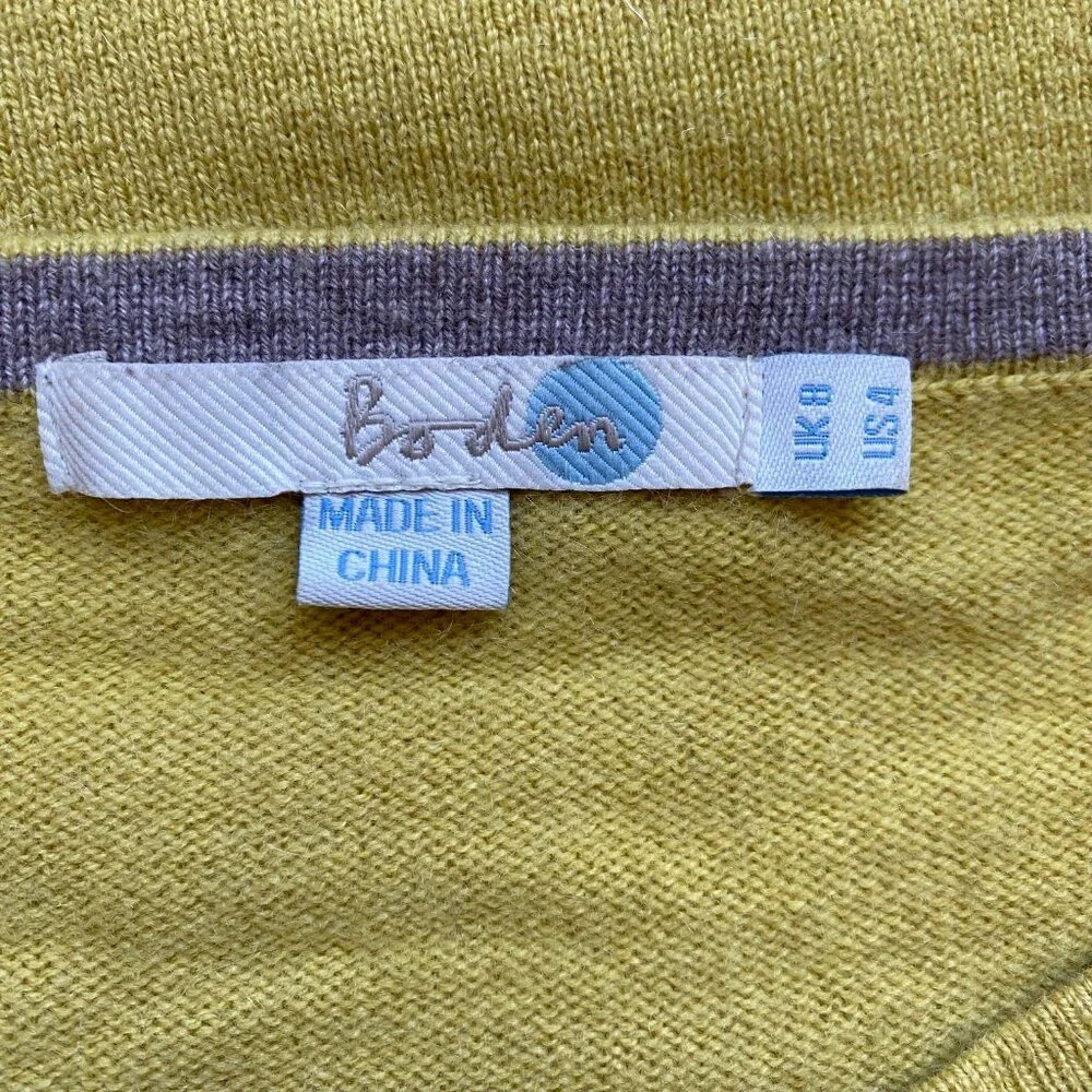 Boden Women's Size 4 100% Cashmere Puff Sleeve Knit Pullover Sweater Yellow Cozy - Picture 13 of 15